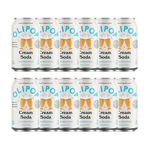OLIPOP - Cream Soda Sparkling Tonic - a New Kind of Soda, Prebiotic Soft Drink, 9g of Dietary Plant Fiber, Botanical-Rich, 2g Sugar per Can, Caffeine-