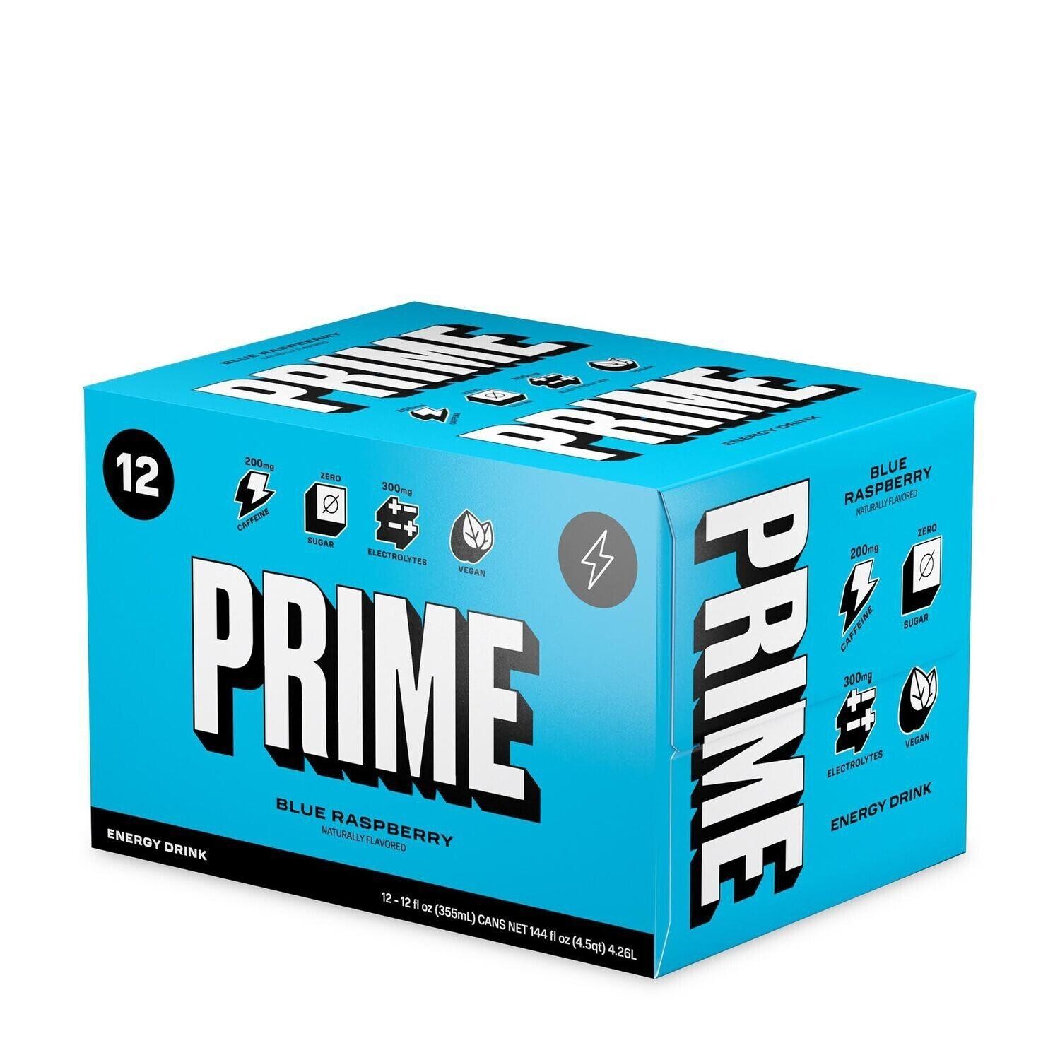 PRIME Hydration Energy Drink Can 12oz Blue Raspberry Flavour