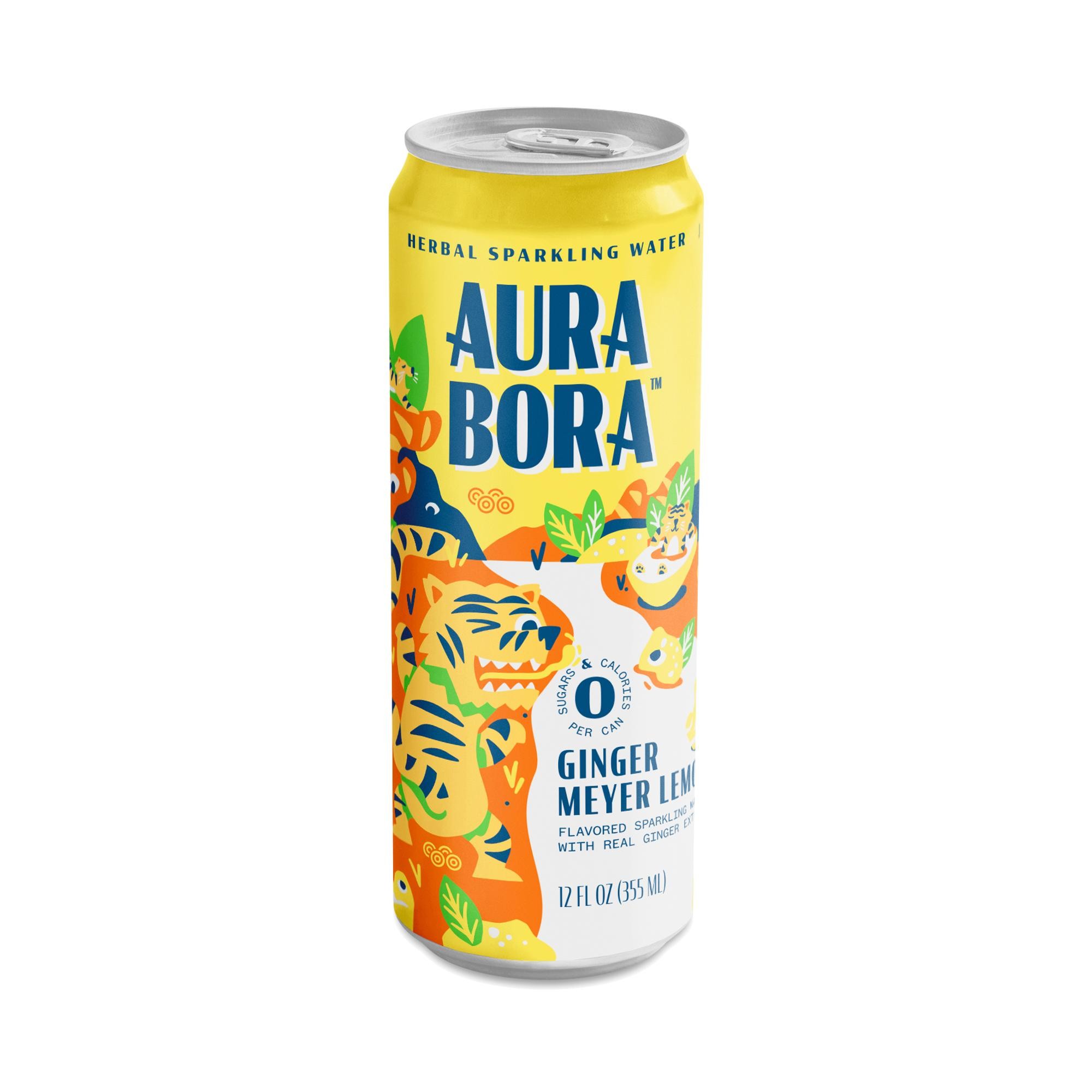 Aura Bora Sparkling Water, Ginger Meyer Lemon 12 oz Can