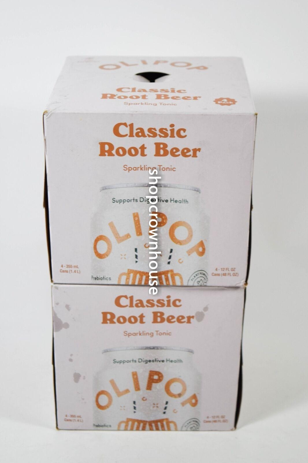 Olipop Root Beer, 4 Pack 4 Cans (12 Fl Oz Each)