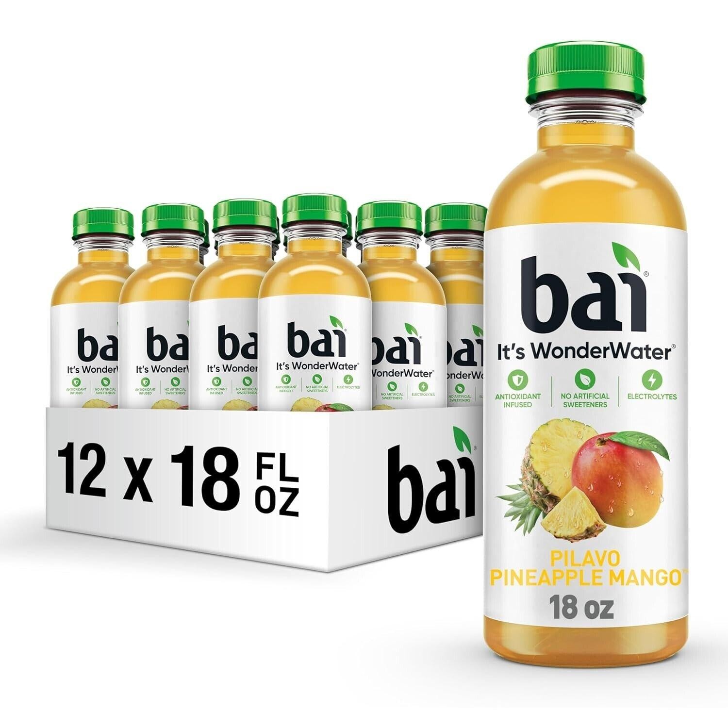 Bai Pilavo Pineapple Mango Antioxidant Infused Beverage 18 Fl Oz Bottles 12 Pack