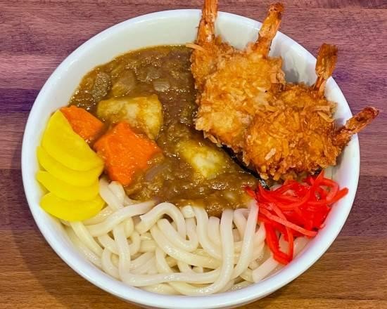 Coconut shrimp curry udon