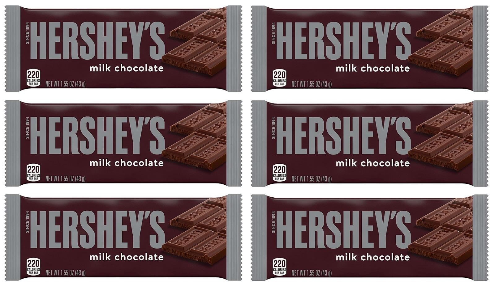Hershey's Milk Chocolate Candy Bars, Bulk Candy, 1.55 Oz. (Choose from: 6 or 12)