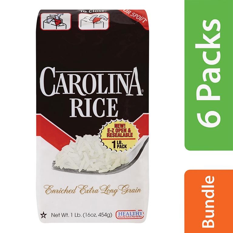 (6 Pack) Carolina Enriched Rice, Extra Long Grain, 16 Oz