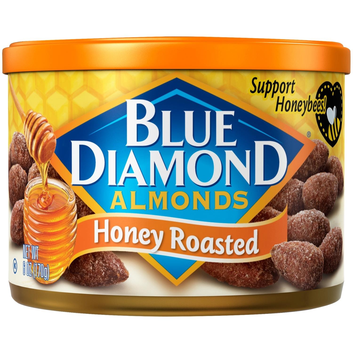 Blue Diamond Honey Roasted Almonds Canister  6 Oz