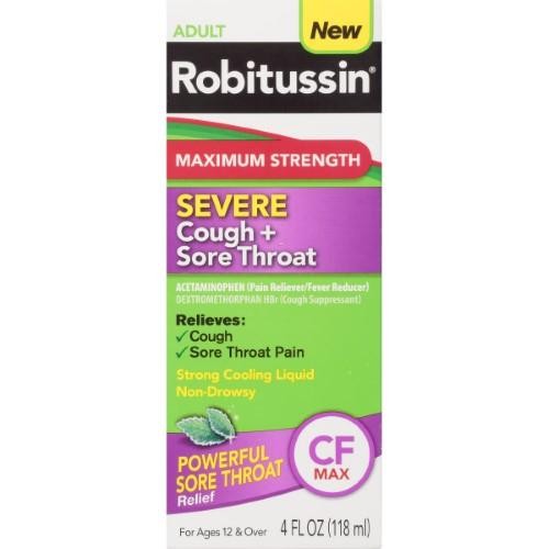 Robitussin Adult Maximum Strength Severe Cough + Sore Throat Relief Liquid 4 Oz by Robitussin