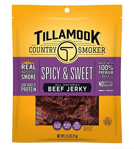 Tillamook Country Smoker Real Hardwood Smoked Beef Jerky  Spicy & Sweet  2.5 Ounce