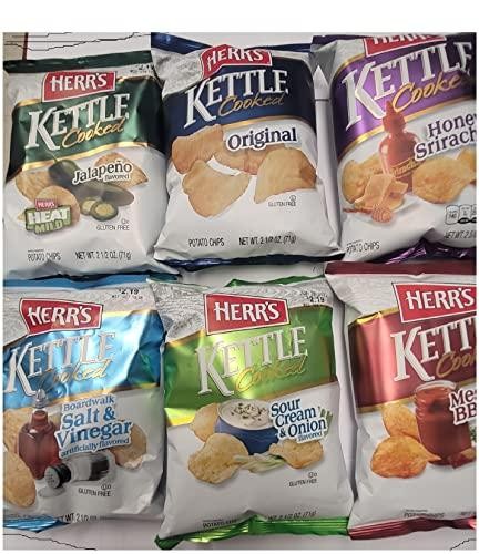 Herr's Kettle Cooked Potato Chips Variety 6-Pack, 2.1/2oz. Bags6
