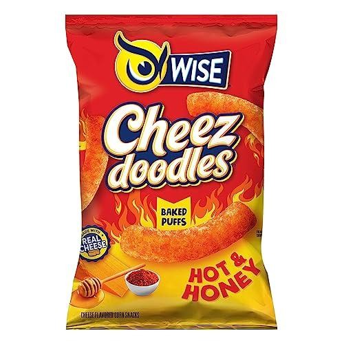 Wise Snacks Cheez Doodles Baked Puffs, Hot and Honey, Individual Snack Size Bags, School and Halloween Snacks for Kids, Gluten Free, 0g Trans Fat, No