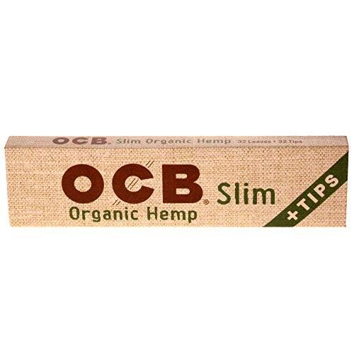 OCB Organic King Slim Size Ultra Thin Rolling Papers with Tips - 32 Leaves & Tips