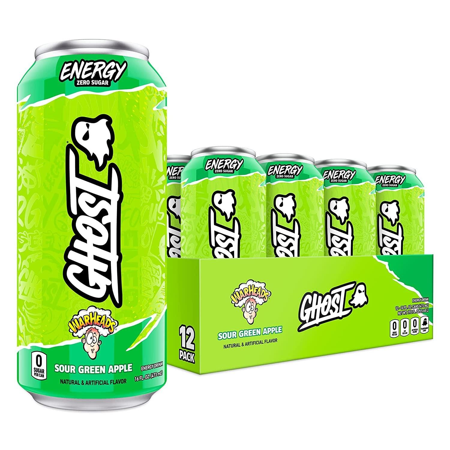 Sugar-Free Energy Drink - 12-Pack, WARHEADS Sour Green Apple, 16Oz - Energy & Fo