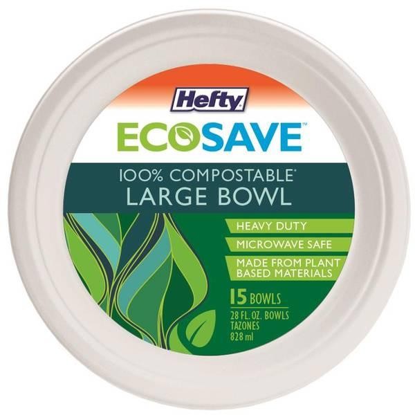 Hefty Ecosave Compostable Bowls - Large - 28 Fl Oz/15ct