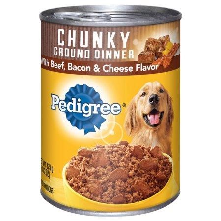 Pedigree Meaty Ground Dinner with Beef, Bacon & Cheese Canned Dog Food, 13.2 Oz