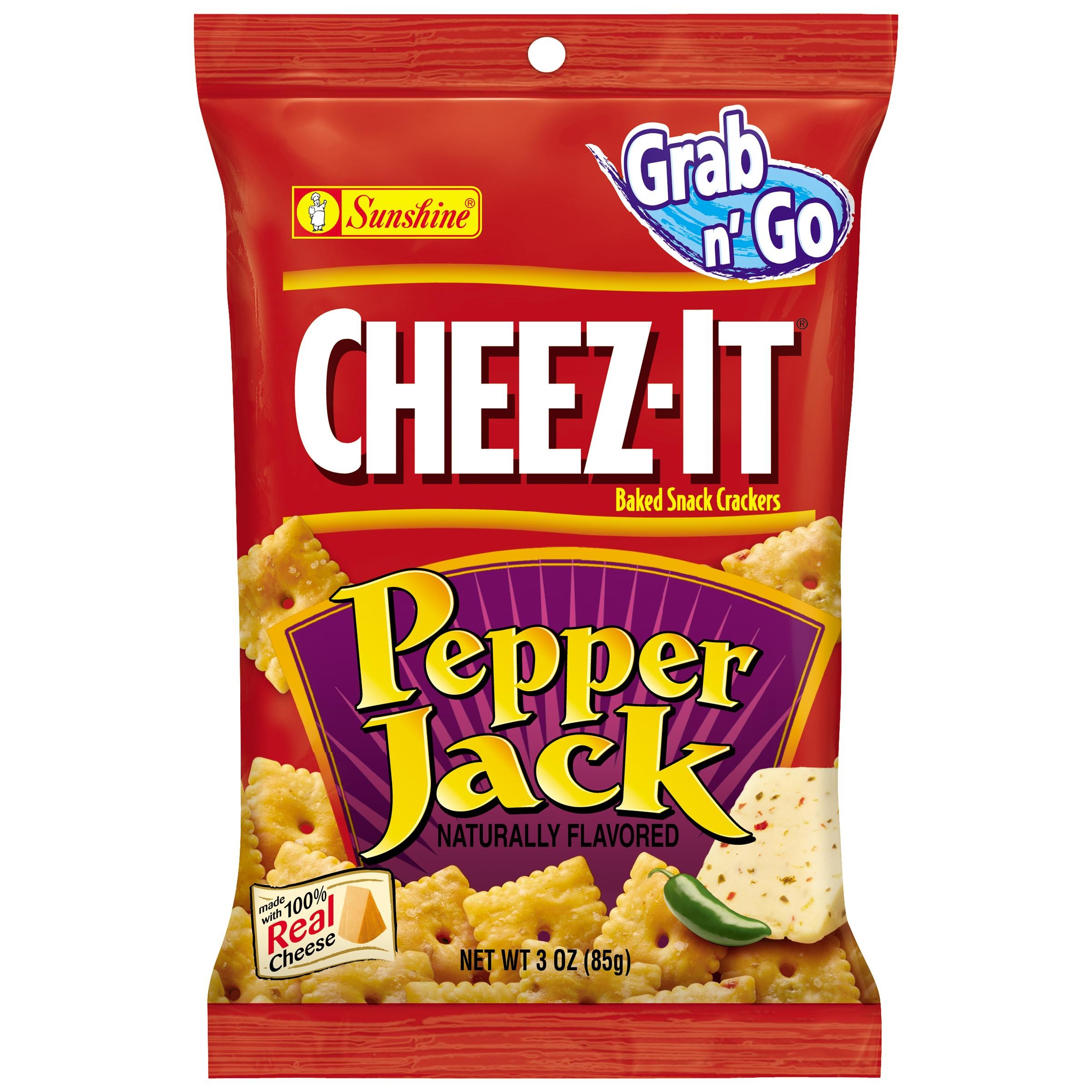 Cheez-It Grab 'N Go Pouches, Baked Pepper Jack, 3 Oz per Pouch, 6 Pouches per Box, Case of 2 Boxes
