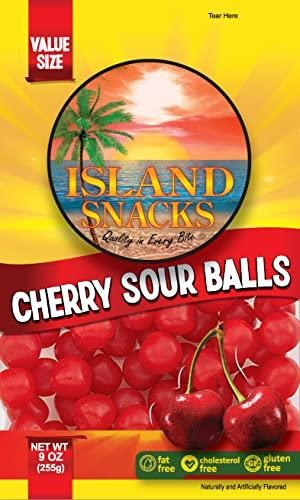 Island Snacks Sour Balls, Cherry, 9 Ounce, 6 Count