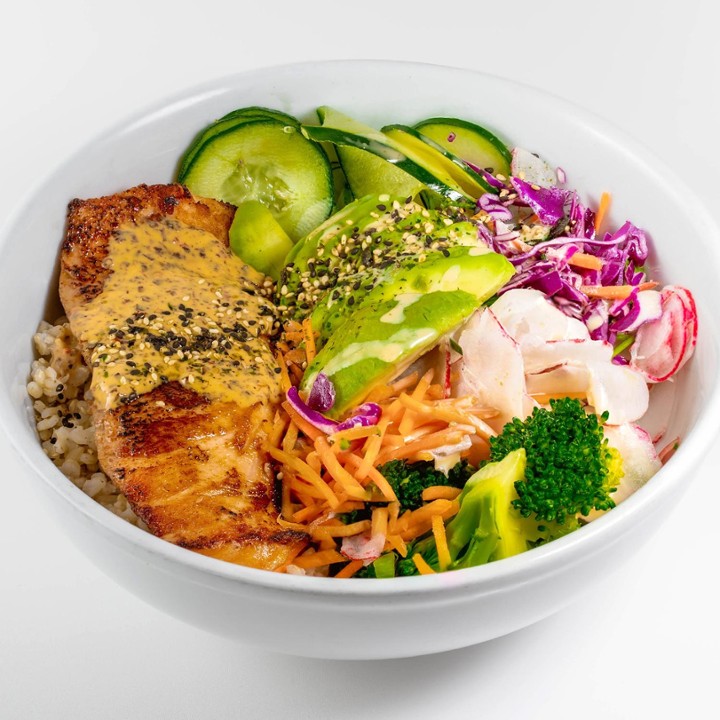 Grilled Miso Salmon & Brown Rice Bowl