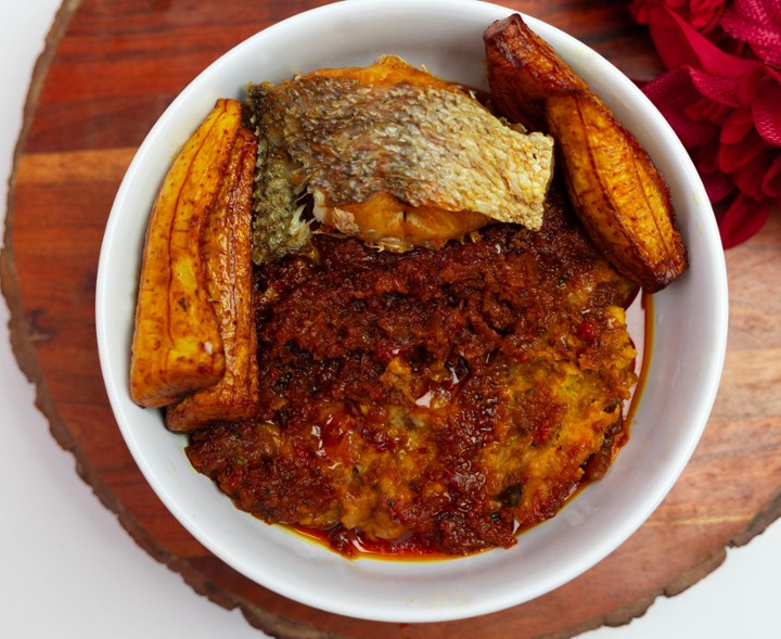 Brown Beans With Plantain and Stew