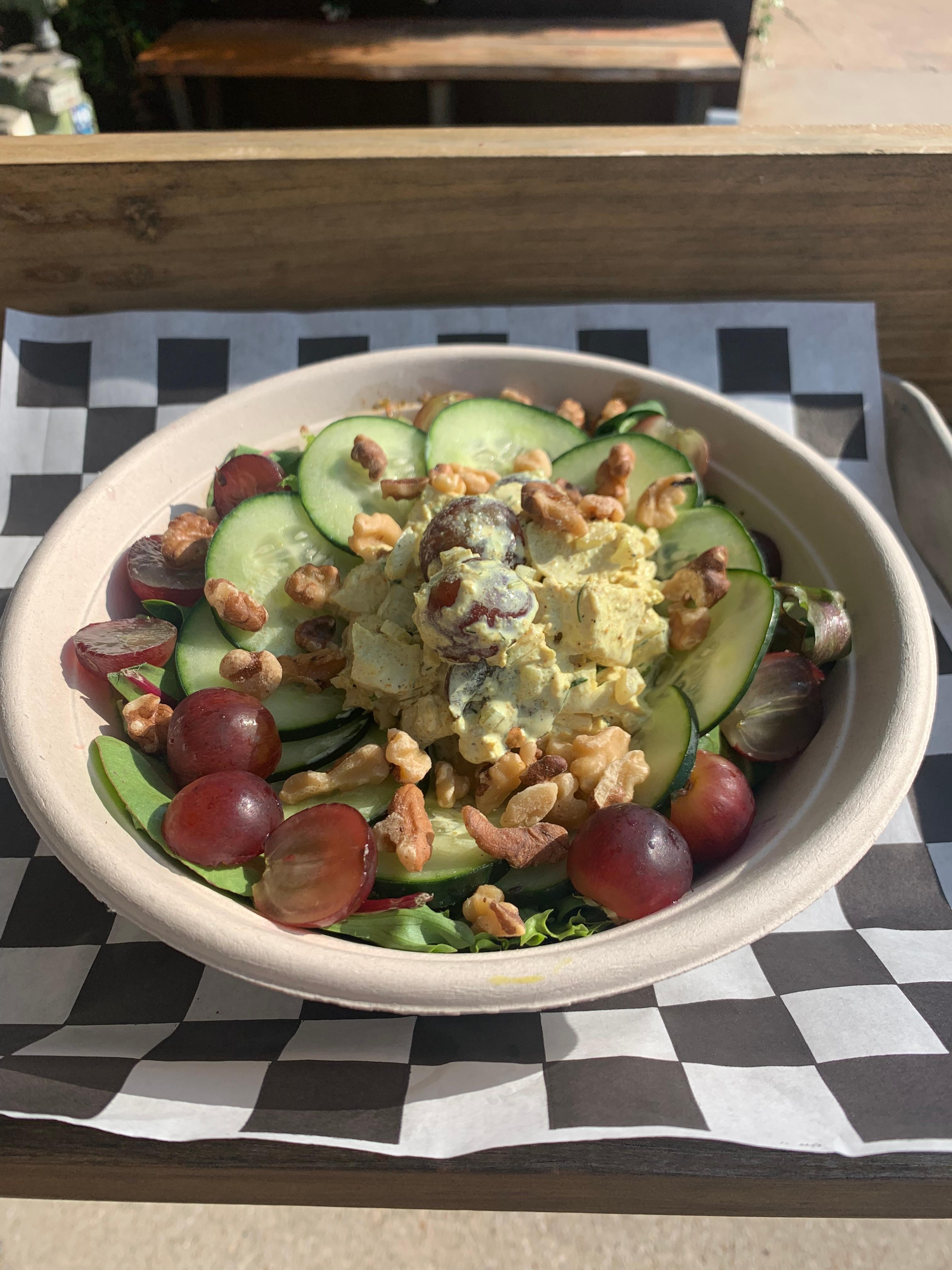Salad Topped With Curried Chicken Salad