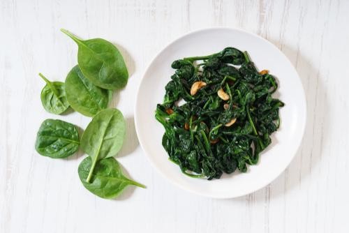 Steamed Organic Spinach and Garlic