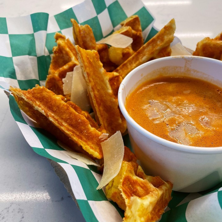 Chaffle and Tomato Soup (Low Carb)