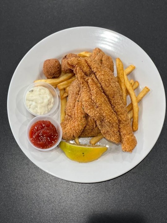 Fish (2) Basket with French Fries & Hushpuppies