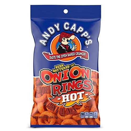 Andy Capp's Beer Battered Flavored Onion Flavored Rings Baked Oat and Corn Snacks, Hot, 2 Oz