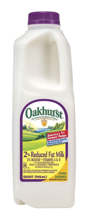 Oakhurst 2% Reduced Fat Milk, 1 Quart