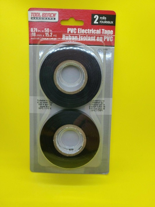 PVC Vinyl Black Electrical Tape ¾” X 50’ 2 Rolls/Pk