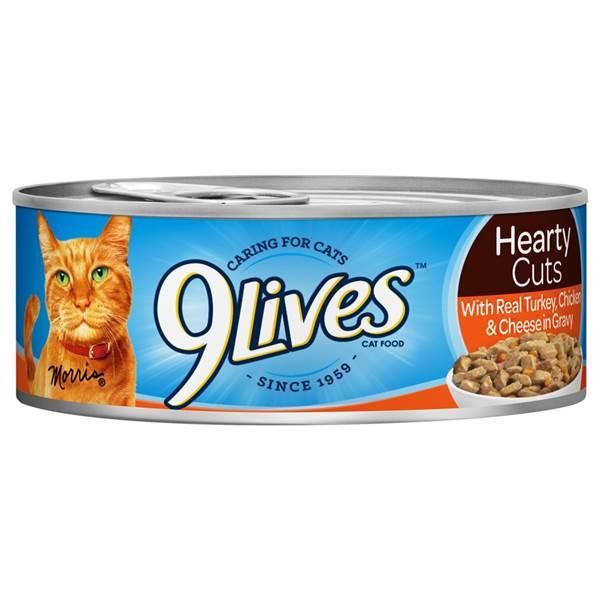 9 Lives Hearty Cuts with Real Turkey, Chicken & Cheese in Gravy Cat Food