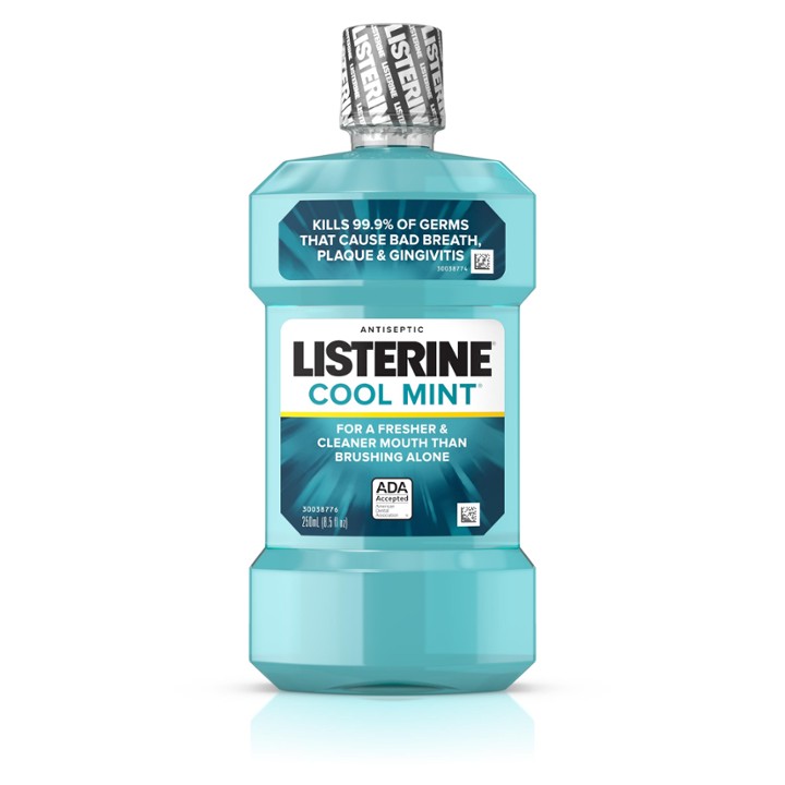 Listerine Cool Mint Antiseptic Mouthwash for Bad Breath, Plaque, and Gingivitis, 8.45 Oz - 8 Oz
