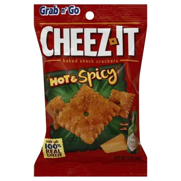 Cheez-It Baked Snack Cheese Crackers, Hot & Spicy, Grab 'N' Go - 3 Oz