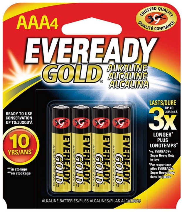 AAA Alkaline Batteries 4 Pk Carded, 4PK