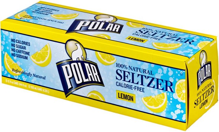 Polar Lemon Sparkling Water, 12 Oz., 24/Carton (00234)