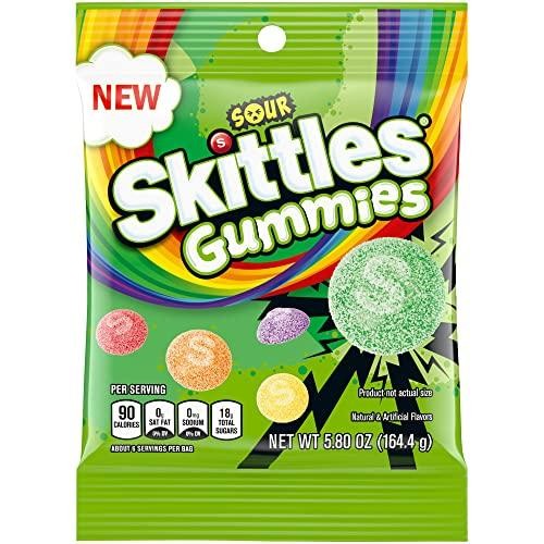 Skittles Sour Gummies Chewy Candy Assortment, 5.8 Oz