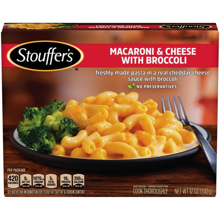 Macaroni & Cheese Freshly Made Pasta in a Real Cheddar Sauce with Broccoli, Macaroni & Cheese with Broccoli