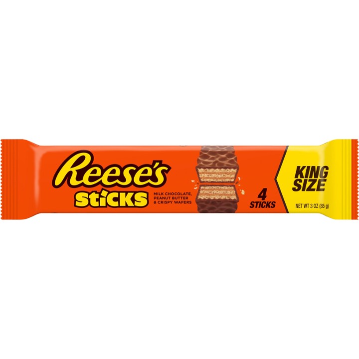 Reese's Sticks Candy Bar, King Size Pack Milk Chocolate, Peanut Butter and Crisp Wafers, King Size - 0.75 Oz X 4 Pack
