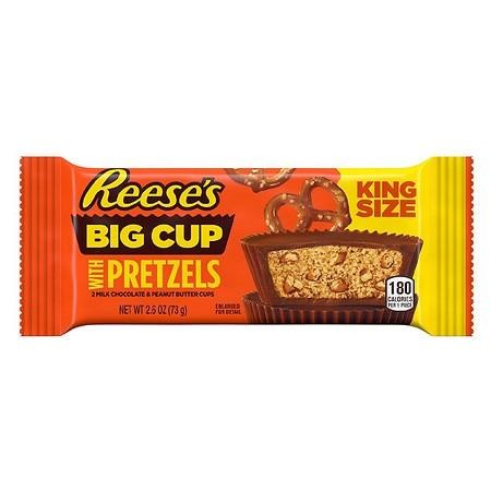 Reese's Big Cup, Candy, King Size Pack Milk Chocolate Peanut Butter Stuffed with Pretzels - 1.3 Oz X 2 Pack