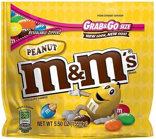 M&M'S Peanut Milk Chocolate Candy, Grab N Go, 5 Oz Bag