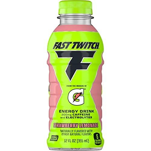 Fast Twitch Energy Drink from Gatorade, Strawberry Lemonade, 12oz Bottle, 200mg Caffeine, Zero Sugar, Electrolytes