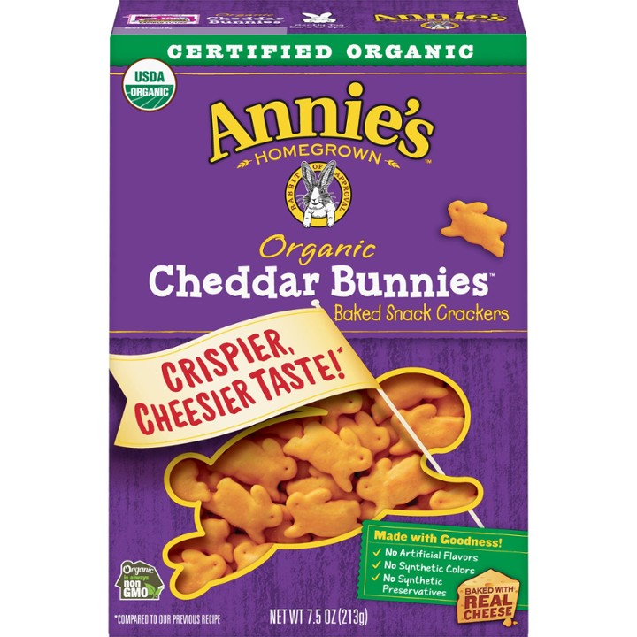 Annie S Organic Cheddar Bunnies Baked Snack Crackers  7.5 Oz.