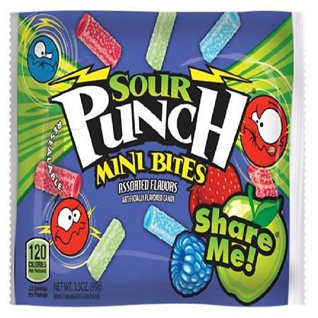 Sour Punch Mini Bites Chewy Candy Pieces Assorted Fruit - 3.5 Oz