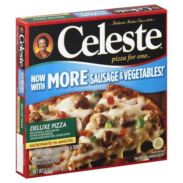 Celeste Deluxe Pizza for One, Individual Microwavable Frozen Pizza, 5.9 Oz.