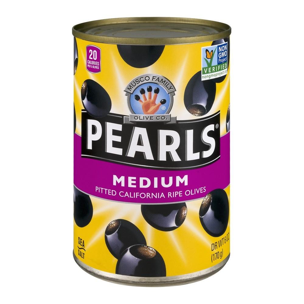 (3 Pack) Musco Family Olive Company Pearls Pitted California Ride Olives, Medium, 6 Oz