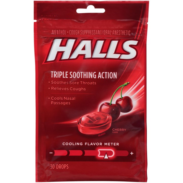 HALLS Relief Cherry Cough Drops  30 Drops