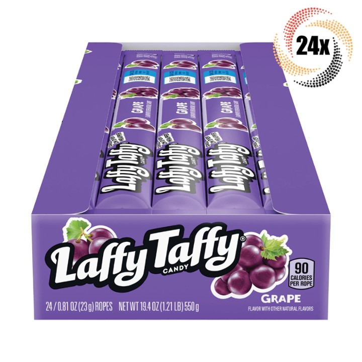 Full Box 24x Ropes Laffy Taffy Grape Candy Stretchy & Tangy Ropes | .81oz |