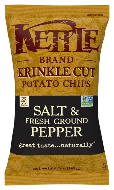Kettle Brand Krinkle Cut Potato Chips Salt & Fresh Ground Pepper 5 Oz
