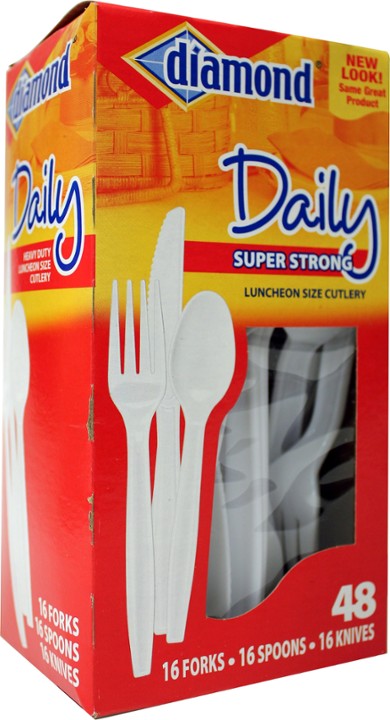 Diamond's Daily Super Strong Cutlery Combo Offers Luncheon-sized Cutlery with 16 Forks, Spoons, and Knives to Accommodate Your Next Party.