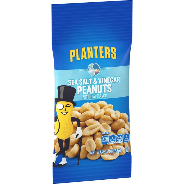 Planters Sea Salt and Vinegar Peanuts, 2.25 Oz Bag