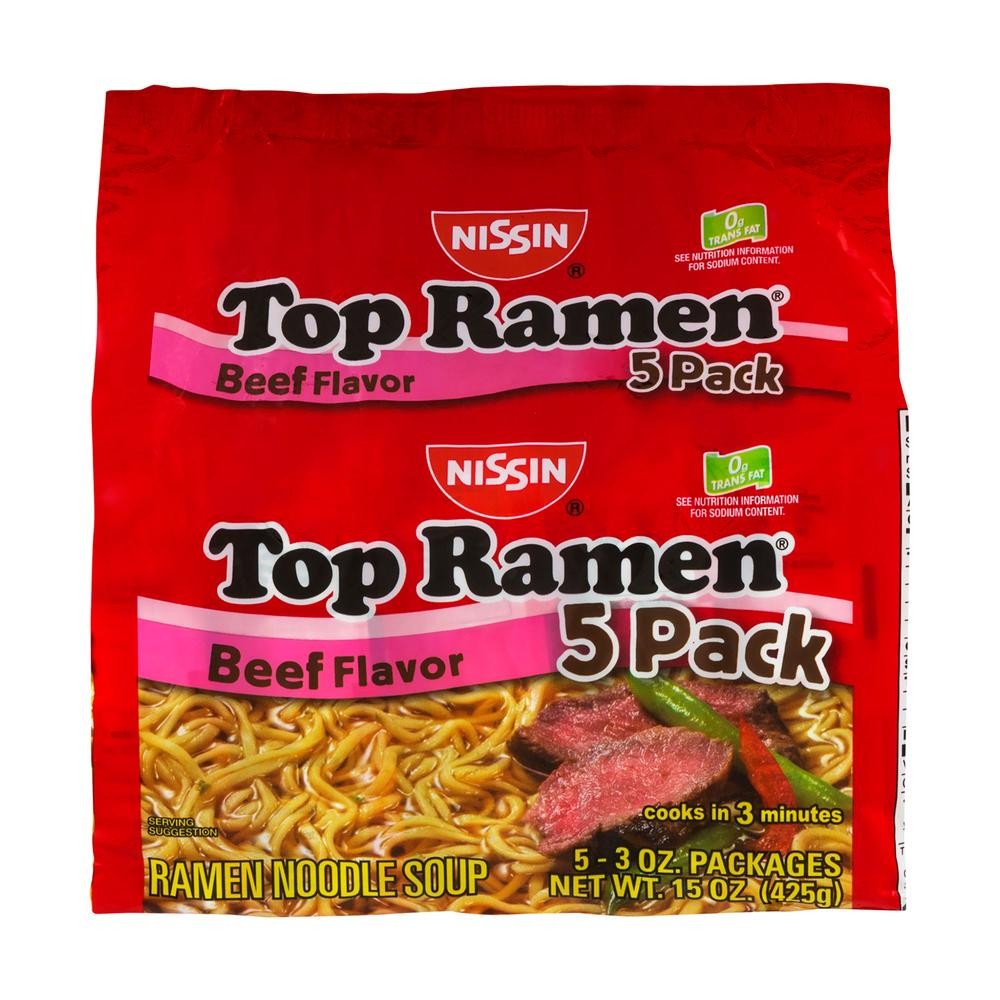 Nissin Top Ramen Oodles of Noodles, Beef Flavor - 3 Oz