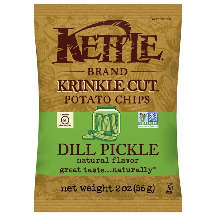 Kettle Brand Potato Chips  Krinkle Cut  Dill Pickle Kettle Chips  2oz